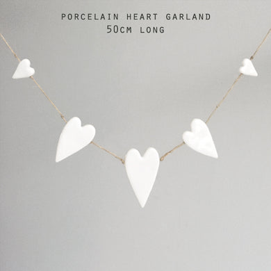 East of India Porcelain Mini Heart Garland in Gift Box
