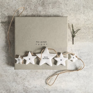 Porcelain Mini Star Merry Christmas Garland in Gift Box