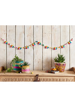 Load image into Gallery viewer, Handmade Felt Pom Pom Rainbow Flower Garland Eco Fairtrade