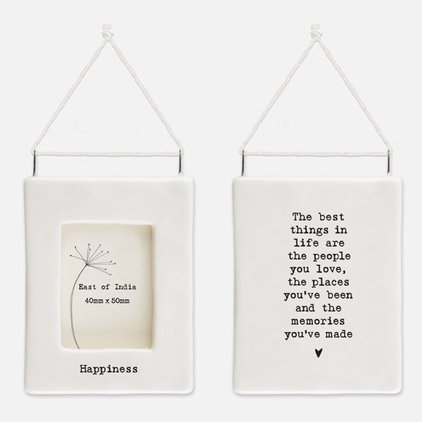 East Of India - Sottobicchiere In Porcellana A Forma Di Cuore Con Scritta 'Happiness Is A...'