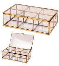 Load image into Gallery viewer, Recycled Iron and Glass Gold Finish Jewellery Boxes