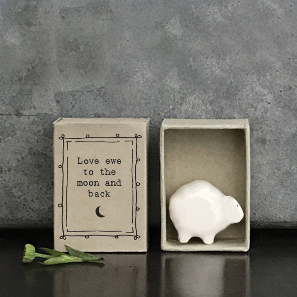 East of India Matchbox Gift - Sheep 'Love ewe to the moon and back'