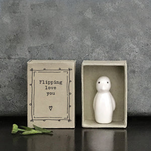 East of India Matchbox Gift - Penguin 'Flipping love you'
