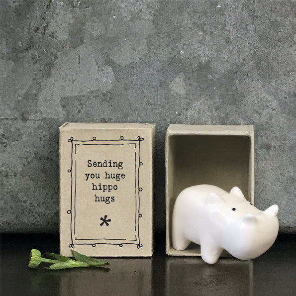 East of India Matchbox Gift - Hippo 'Sending you huge hippo hugs
