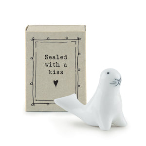 East of India Matchbox Gift -  Seal 'Sealed with a kiss'