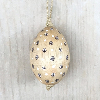 East of India Hanging Wooden Egg Decoration Daisies