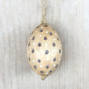 East of India Hanging Wooden Egg Decoration Daisies