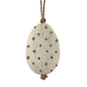 East of India Hanging Wooden Egg Decoration Daisies