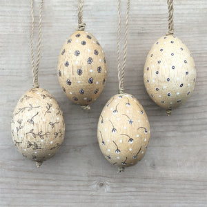 East of India Hanging Wooden Egg Decoration Dots