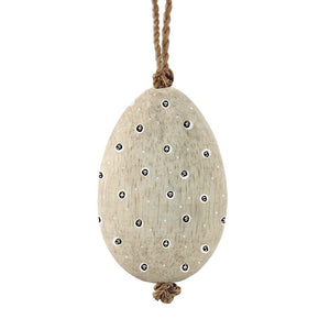 East of India Hanging Wooden Egg Decoration Dots