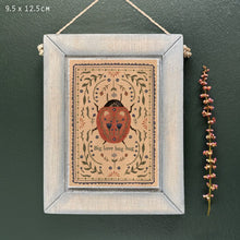 Load image into Gallery viewer, East of India Wooden Ladybird Hanging Picture 'Big love bug hug'