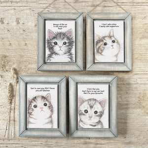 East of India  Wooden Hanging Picture 'Beware of the cat it will steal your heart.'