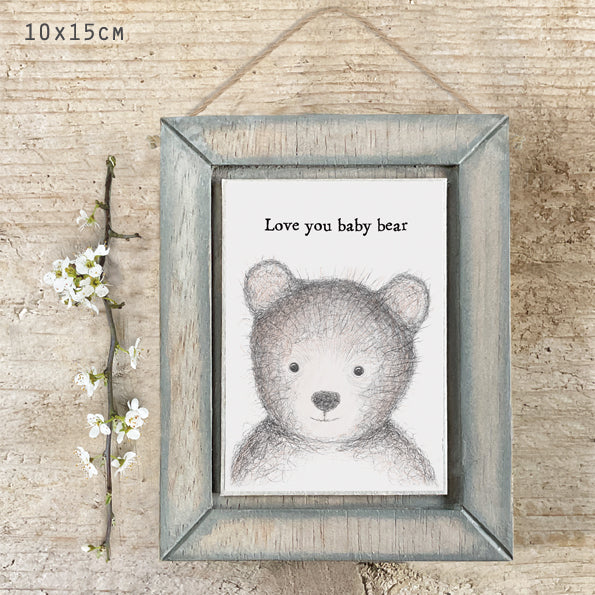 East of India  Wooden Hanging Picture 'Love you baby bear.'