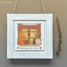 Load image into Gallery viewer, East of India Square Wooden Hanging Picture 'Harvest happy memories and love'