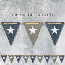 Load image into Gallery viewer, Wooden Cut Out Star Bunting Blue and Grey