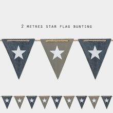 Load image into Gallery viewer, Wooden Cut Out Star Bunting Blue and Grey