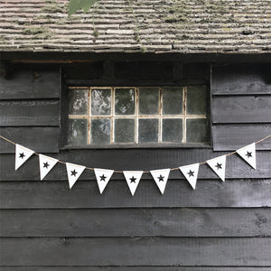 Wooden Cut Out Star Bunting White