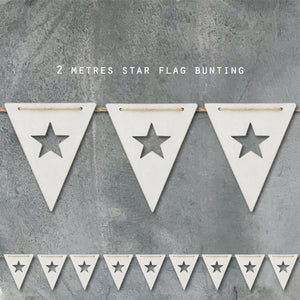 Wooden Cut Out Star Bunting White