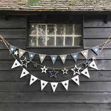 Load image into Gallery viewer, Wooden Cut Out Star Bunting White