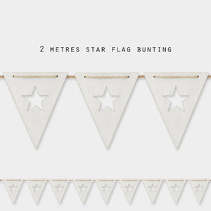 Wooden Cut Out Star Bunting White