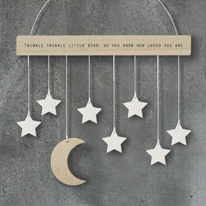 Twinkle Twinkle little star .... Wooden Moon and Stars Nursery Hanger East of India