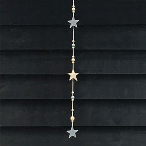 Wood Stars and Beads Hanging Garland 100cm