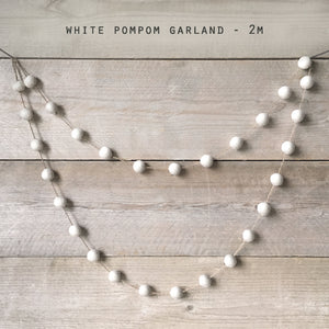 Scandi Style Felt Garland White Pom Poms