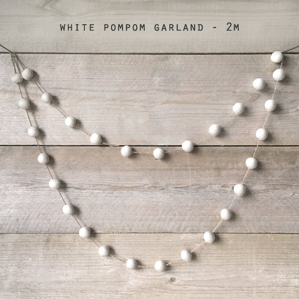 Scandi Style Felt Garland White Pom Poms