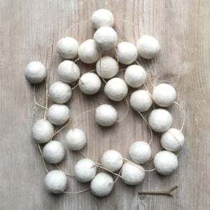 Scandi Style Felt Garland White Pom Poms