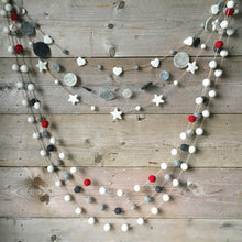 Load image into Gallery viewer, Scandi Style Felt Garland White and red Pom Poms