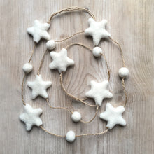 Load image into Gallery viewer, East of India White Stars Felt Garland