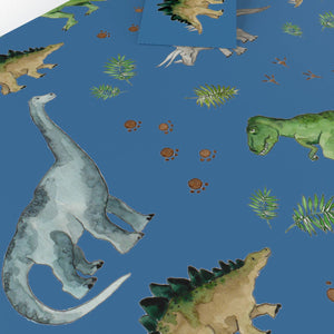 Childrens Blue Dinosaurs  • ECO Friendly  • UK Made Wrapping Paper