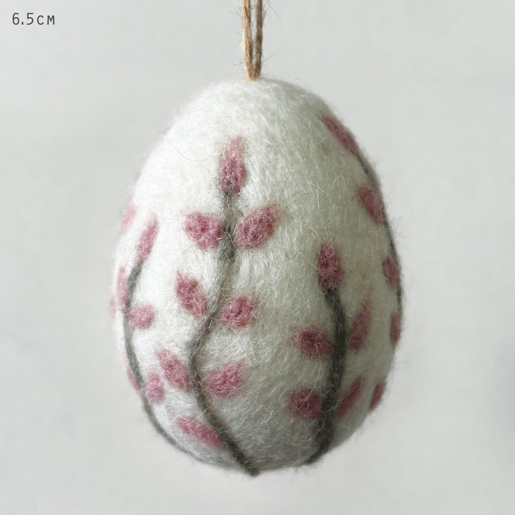 East of India Hand Embroidered Felt Hanging Floral Egg