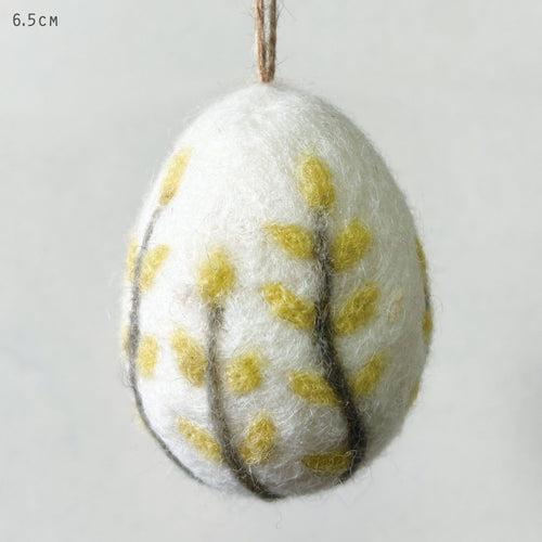 East of India Hand Embroidered Felt Hanging Floral Egg