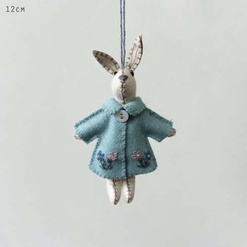 East of India Little Felt Rabbit Blue Jacket