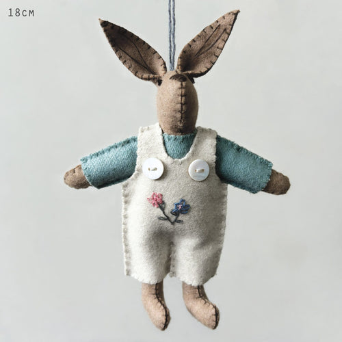 East of India Felt Rabbit Cream Dungarees