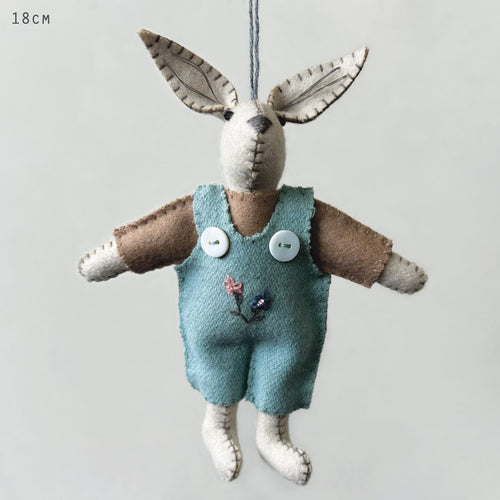 East of India Felt Rabbit Blue Dungarees