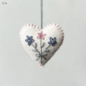 Hand Embroidered Felt Hanging Heart East of India