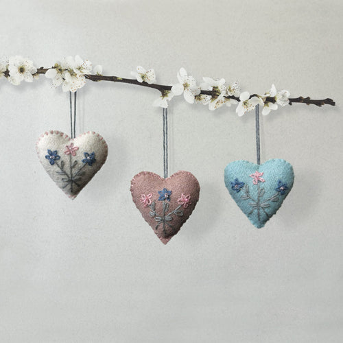 Hand Embroidered Felt Hanging Heart East of India