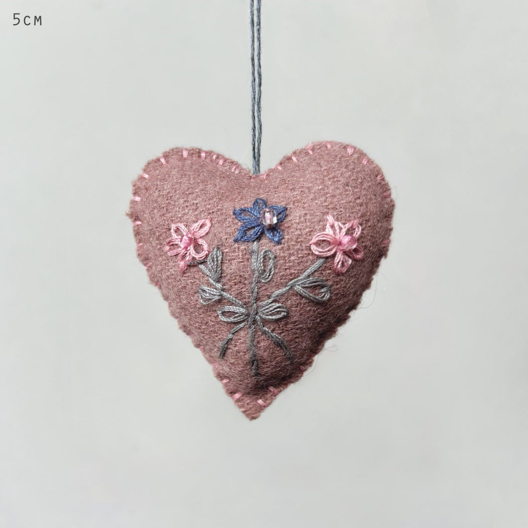 Hand Embroidered Felt Hanging Heart East of India