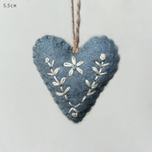 Load image into Gallery viewer, Hand Embroidered Felt Folkart Style Hanging Heart East of India