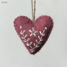 Load image into Gallery viewer, Hand Embroidered Felt Folkart Style Hanging Heart East of India