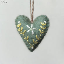 Load image into Gallery viewer, Hand Embroidered Felt Folkart Style Hanging Heart East of India