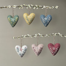 Load image into Gallery viewer, Hand Embroidered Felt Folkart Style Hanging Heart East of India