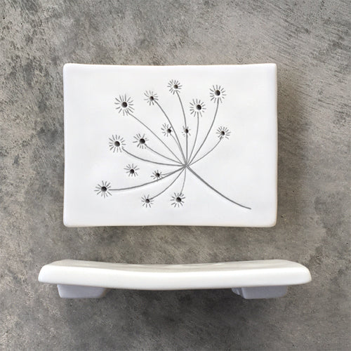 East of India Porcelain Off White Soap Dish 'Cow Parsley' Design