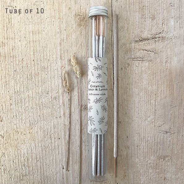 East of India Incense Sticks Set of 10 in Glass Tube