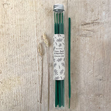 Load image into Gallery viewer, East of India Incense Sticks Set of 10 in Glass Tube