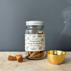 East of India Incense Cones Set of 35 in Glass Jar