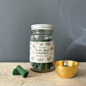 East of India Incense Cones Set of 35 in Glass Jar