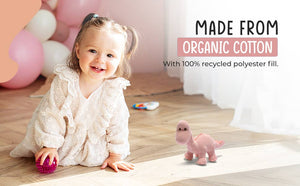 Knitted Organic Cotton Pink Diplodocus Dinosaur Baby Rattle